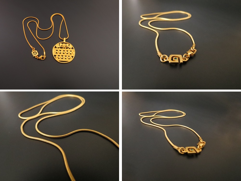 Gold chain with signature tag by Galeria AMAYA